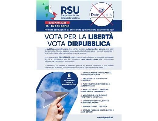 ELEZIONI RSU 2025 – DIRPUBBLICA DIFFONDE IL MANIFESTO ELETTORALE.